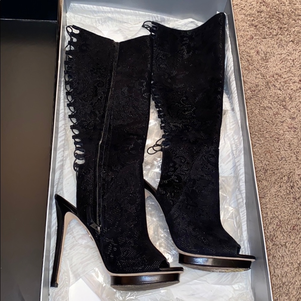 Brian Atwood open toe lace up boots